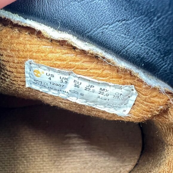 Timberland 6 Inch Kids Size 4 Women 5 12907 Black Nubuck Ankle Premium Boot - Picture 10 of 11